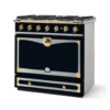 FEADFEEER1 Albertine 90 Range Cooker Dark Navy Blue Polished Brass and Stainless Steel 8400103