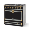 FEANFEEER1 Albertine 90 Range Cooker Matt Black Polished Brass and Stainless Steel 8400104