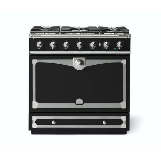 FEANNEEER1 Albertine 90 Range Cooker Matt Black Brushed Nickel and Stainless Steel 8400101