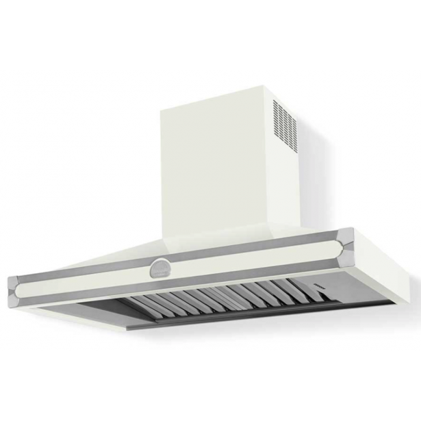 HS1WN21ET0 CornuFe 110 Rangehood Pure White Brushed Nickel Corners and Stainless Steel Frame