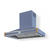 HS9PF21ET0 CornuFe Albertine 90 Rangehood Paris Blue Polished Brass Corners and Stainless Steel Frame