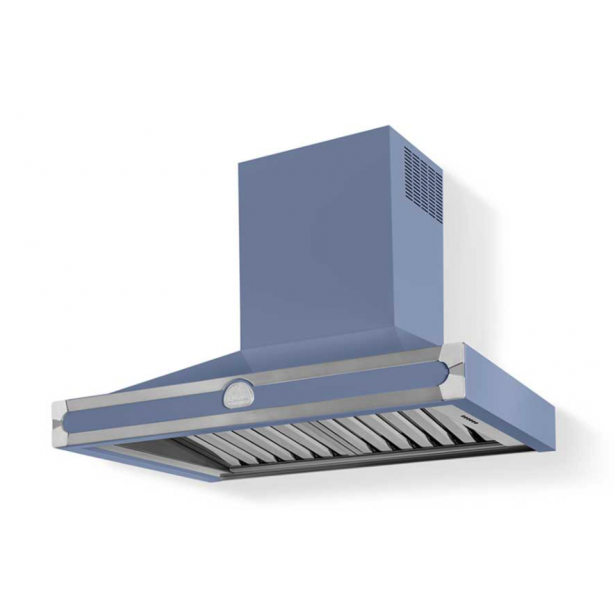 HS9PN21ET0 CornuFe Albertine 90 Rangehood Paris Blue Brushed Nickel Corners and Stainless Steel Frame