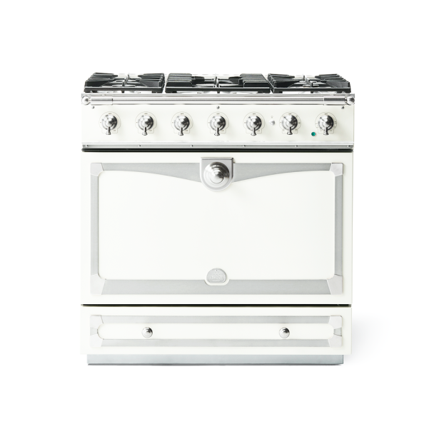 FEAWNEEER1 Albertine 90 Range Cooker Pure White Brushed Nickel and Stainless Steel 8400106